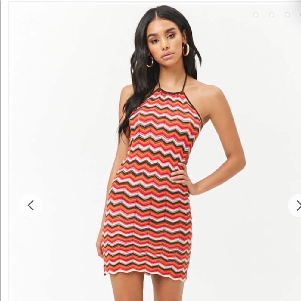 Forever 21 Multicolor Chevron Print Dress Size L